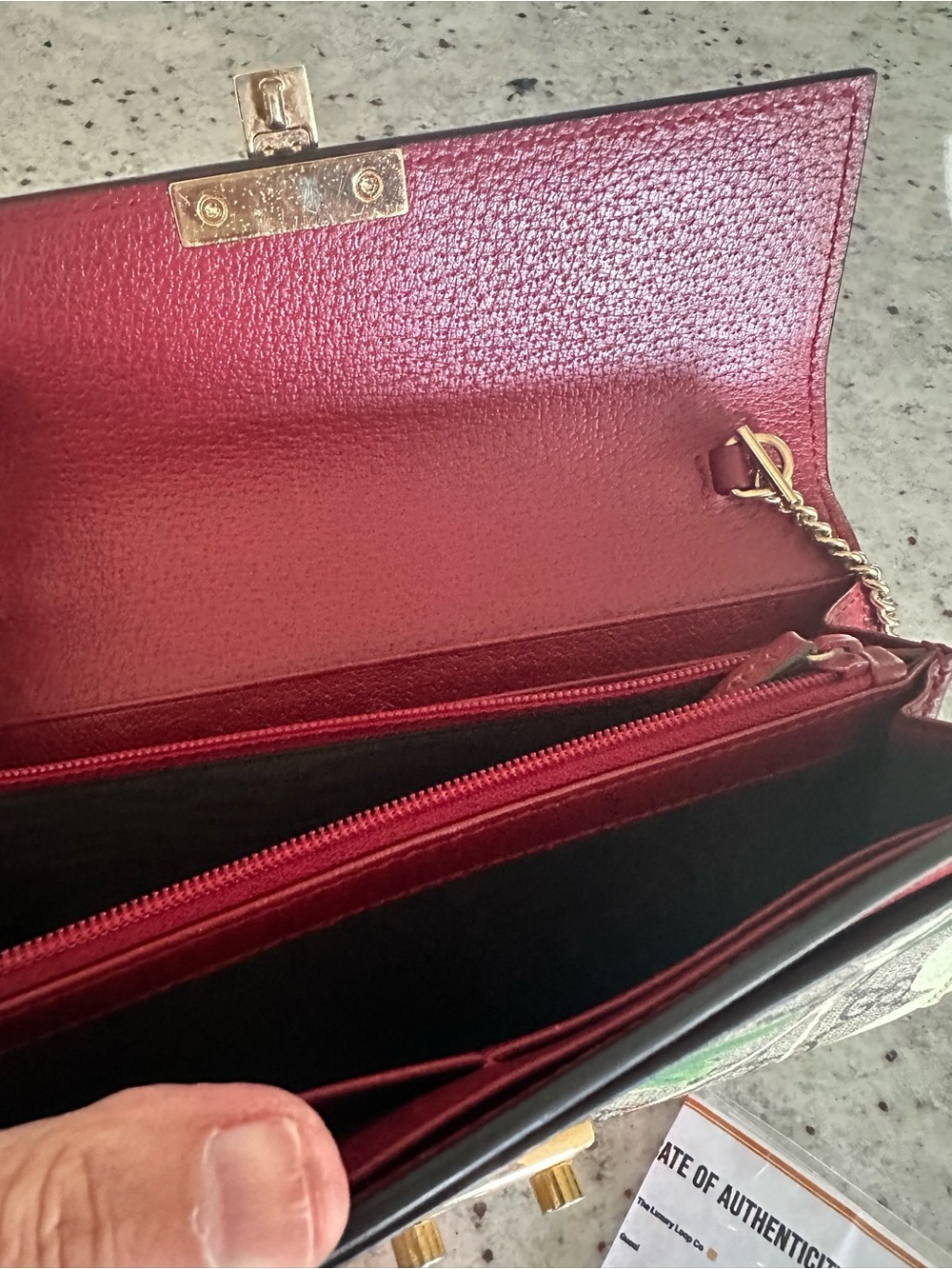 Gucci GG Supreme Floral-Print Flora Wallet on Chain, Authentic, No Callouts - Picture 8 of 9